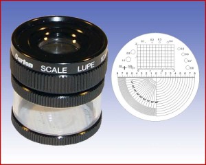 Lupa x10 stojąca z podziałką 0,1mm, model: M1210 skala 4  52040