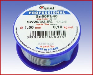 Spoiwo lutownicze S-Sn60Pb40 (LC60) Ø1,5 z topnikiem  22058