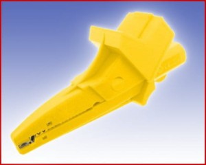 W pełni Izolowany krokodylek z gniazdem 4mm, spełniający szereg norm bezpieczeństwa, ELECTRO-PJP 5004/LM-IEC GE (żółty), Nr. 54  42783