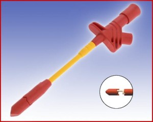 W pełni Izolowany Chwytak igłowy z gniazdem 4mm, spełniający szereg norm bezpieczeństwa, Hirschmann KLEPS 2700 RT (czerwony), Nr. 5  42775