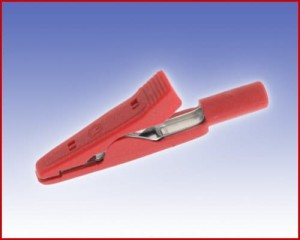 Izolowany krokodylek z gniazdem 2mm, Hirschmann MA 1 RT (czerwony), Nr. 32  42750