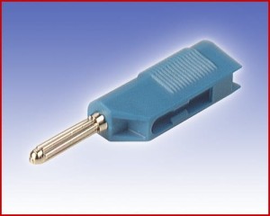 Izolowany wtyk 4mm z dodatkowym gniazdem 4mm, Hirschmann BSB 20 BL (niebieski), Nr. 10  42703