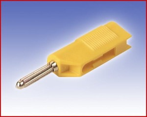 Izolowany wtyk 4mm z dodatkowym gniazdem 4mm, Hirschmann BSB 20 GE (żółty), Nr. 10  42704