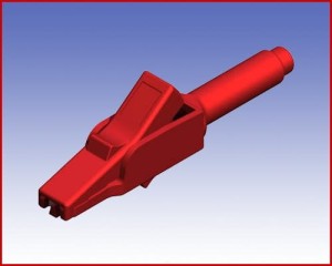 Izolowany krokodylek z gniazdem 4mm, Hirschmann MA 260 SH (czerwony), Nr. 15  42715